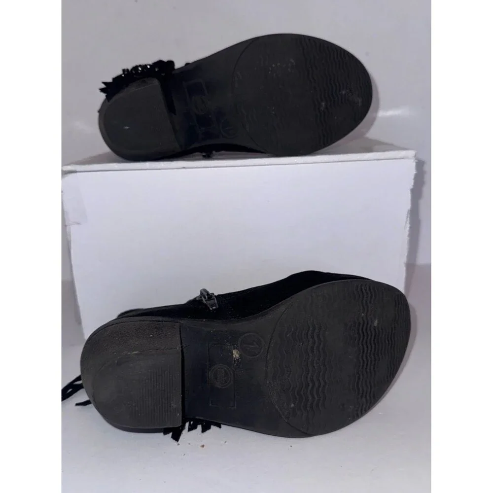 wonder nation size 1 Black Suede Fringe Ankle Booties